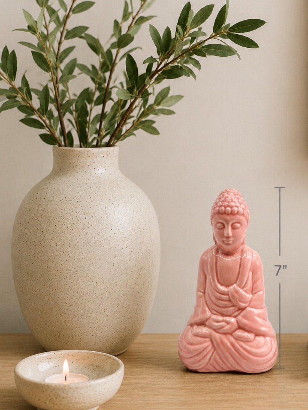 Decorative Pink Ceramic Buddha Statue